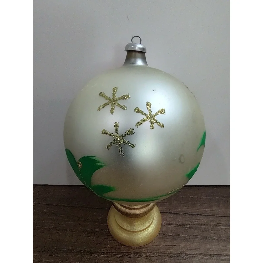 Christmas Ornament Italy Blown Glass Ball Hand Painted  Santa Holiday Gnome Elf